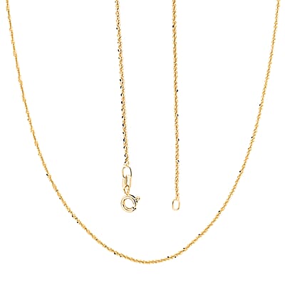 Italian 1.4mm Rock Chain Necklace in 14K YG Over Sterling Silver 2.24 Grams 20 Inches