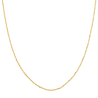 Italian 1.4mm Rock Chain Necklace in 14K YG Over Sterling Silver 2.24 Grams 20 Inches