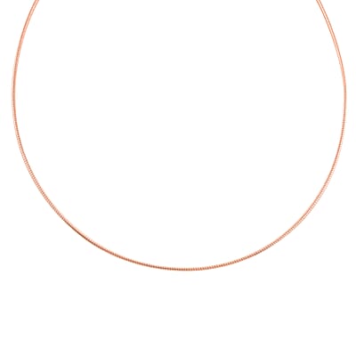 Italian 1.25mm Spring Omega Chain Necklace in 14K Rose Gold Over Sterling Silver 6.60 Grams 20 Inches
