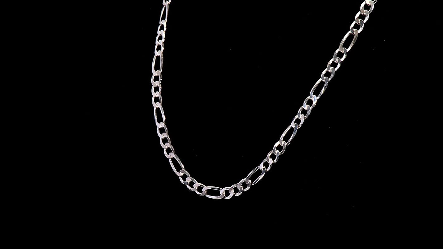 Italian 8.9mm Chain Figaro Link Light Necklace in Sterling Silver 35 Grams 22 Inches