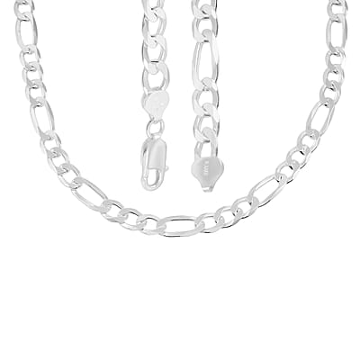 Italian 8.9mm Chain Figaro Link Light Necklace in Sterling Silver 35 Grams 22 Inches