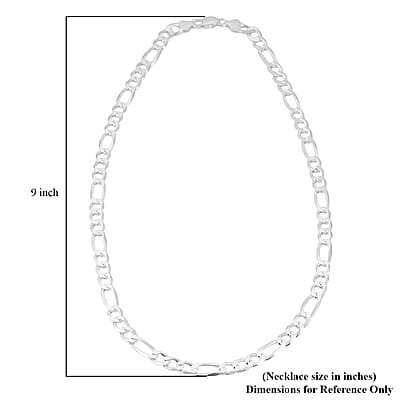 Italian 8.9mm Chain Figaro Link Light Necklace in Sterling Silver 35 Grams 22 Inches