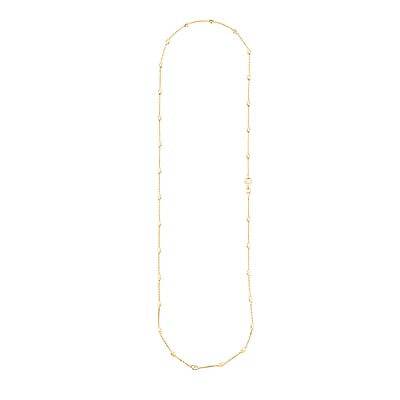 Italian 3mm Moon Cut Oval Bead Chain Necklace in 14K Yellow Gold Over Sterling Silver 5 Grams 24 Inches