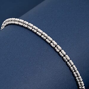 Doorbuster Italian Diamond Cut ICE Round Chain 3 Row Bracelet in Rhodium Over Sterling Silver (7.25 In) 7.69 Grams