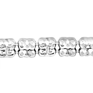 Doorbuster Italian Diamond Cut ICE Round Chain 3 Row Bracelet in Rhodium Over Sterling Silver (7.25 In) 7.69 Grams
