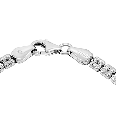 Italian Diamond Cut ICE Round Chain 2 Row Bracelet in Rhodium Over Sterling Silver (7.00 In) 5.50 Grams