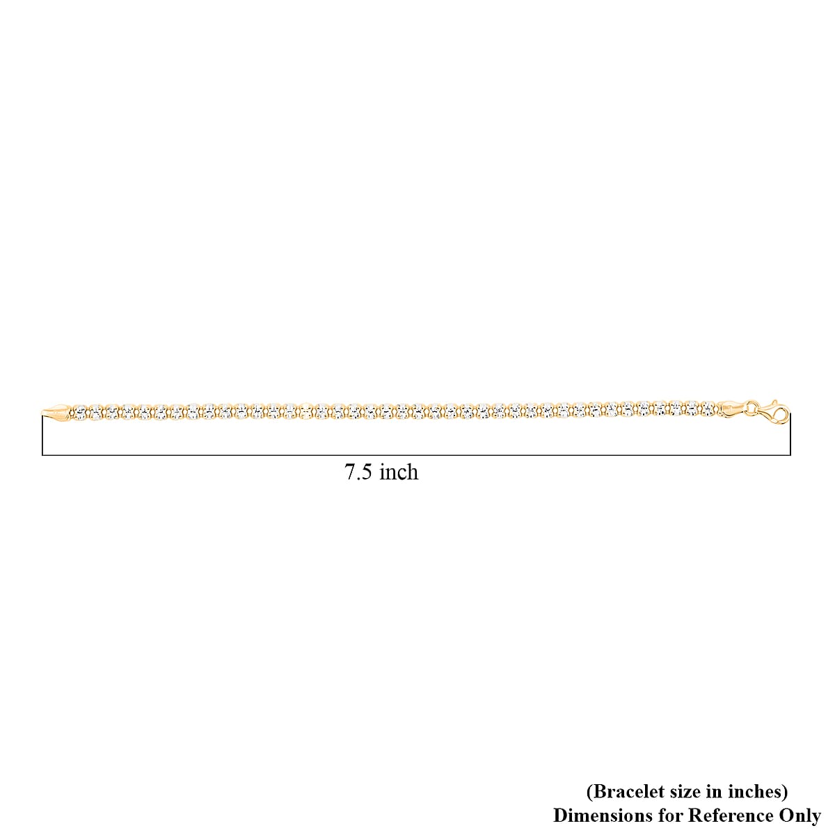 Made In Italy Diamond Cut ICE Round 2 Row Chain Bracelet in 14K YG and Rhodium Over Sterling Silver (7.50 In) 5.31 Grams image number 3