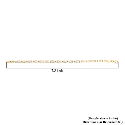 Italian Diamond Cut ICE Round 2 Row Chain Bracelet in 14K YG and Rhodium Over Sterling Silver (7.00 In) 5.31 Grams