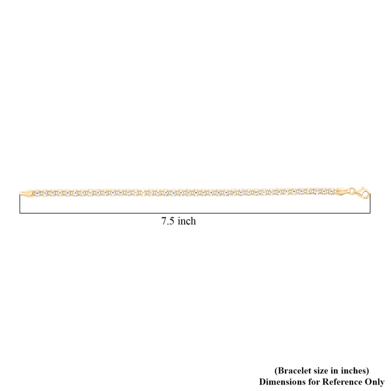 Italian Diamond Cut ICE Round 2 Row Chain Bracelet in 14K YG and Rhodium Over Sterling Silver (7.00 In) 5.31 Grams