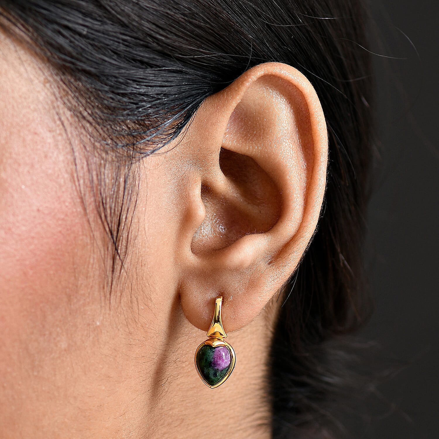 EverTrue Ruby Zoisite 5.10 ctw Earrings in 18K YG Plated