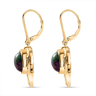EverTrue Ruby Zoisite and Thai Black Spinel 6.50 ctw Earrings in 18K YG Plated 