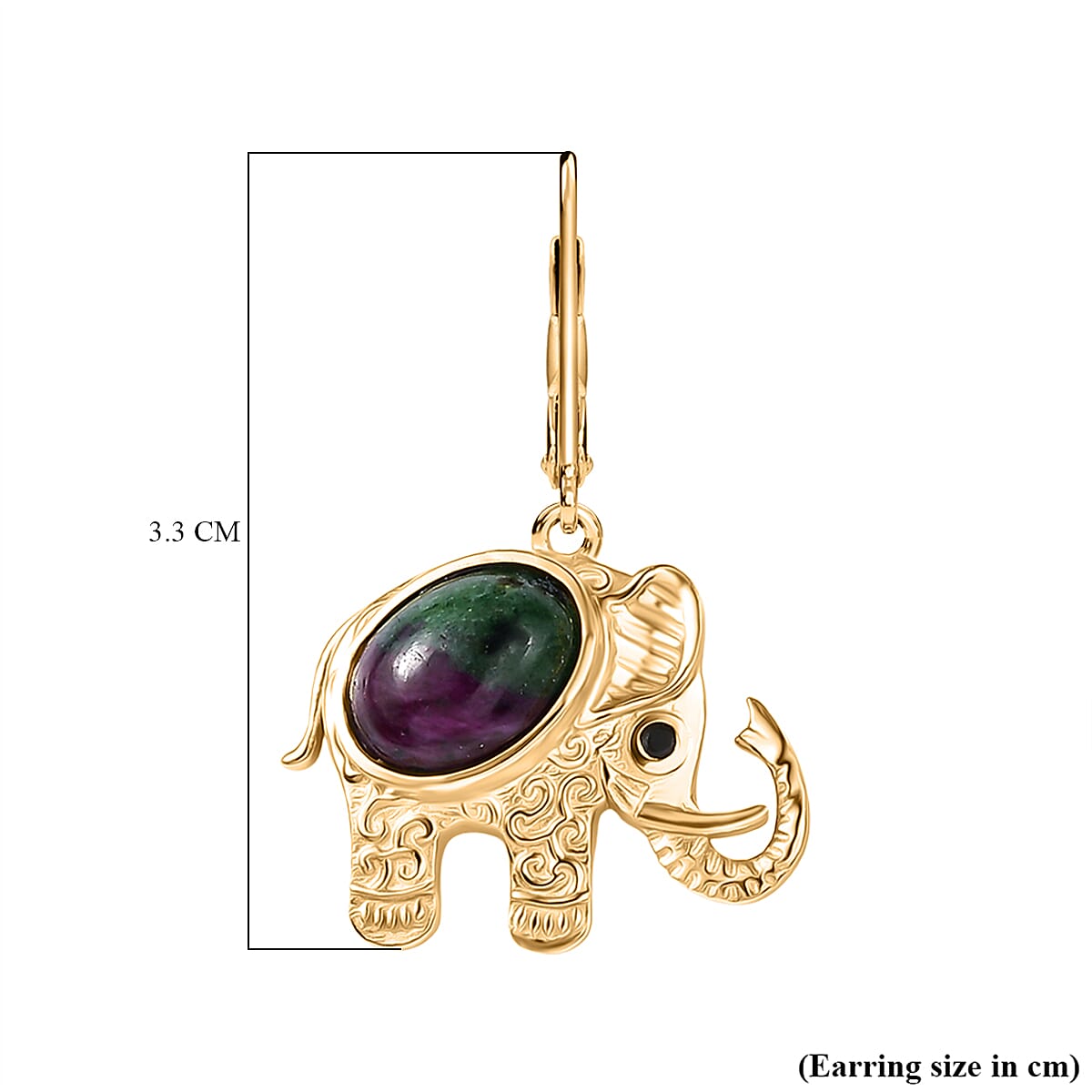 EverTrue Ruby Zoisite and Thai Black Spinel 6.50 ctw Earrings in 18K YG Plated 