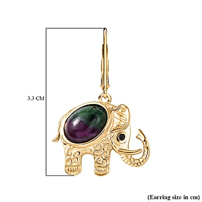 EverTrue Ruby Zoisite and Thai Black Spinel 6.50 ctw Earrings in 18K YG Plated 