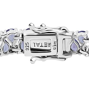 D'Joy Tanzanite and White Zircon 10.60 ctw Royal Cascade Bracelet in Rhodium Over Sterling Silver (6.50 In)
