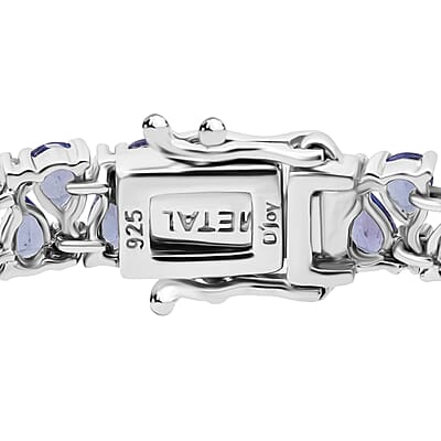 D'Joy Tanzanite and White Zircon 11.60 ctw Royal Cascade Bracelet in Rhodium Over Sterling Silver (7.25 In)