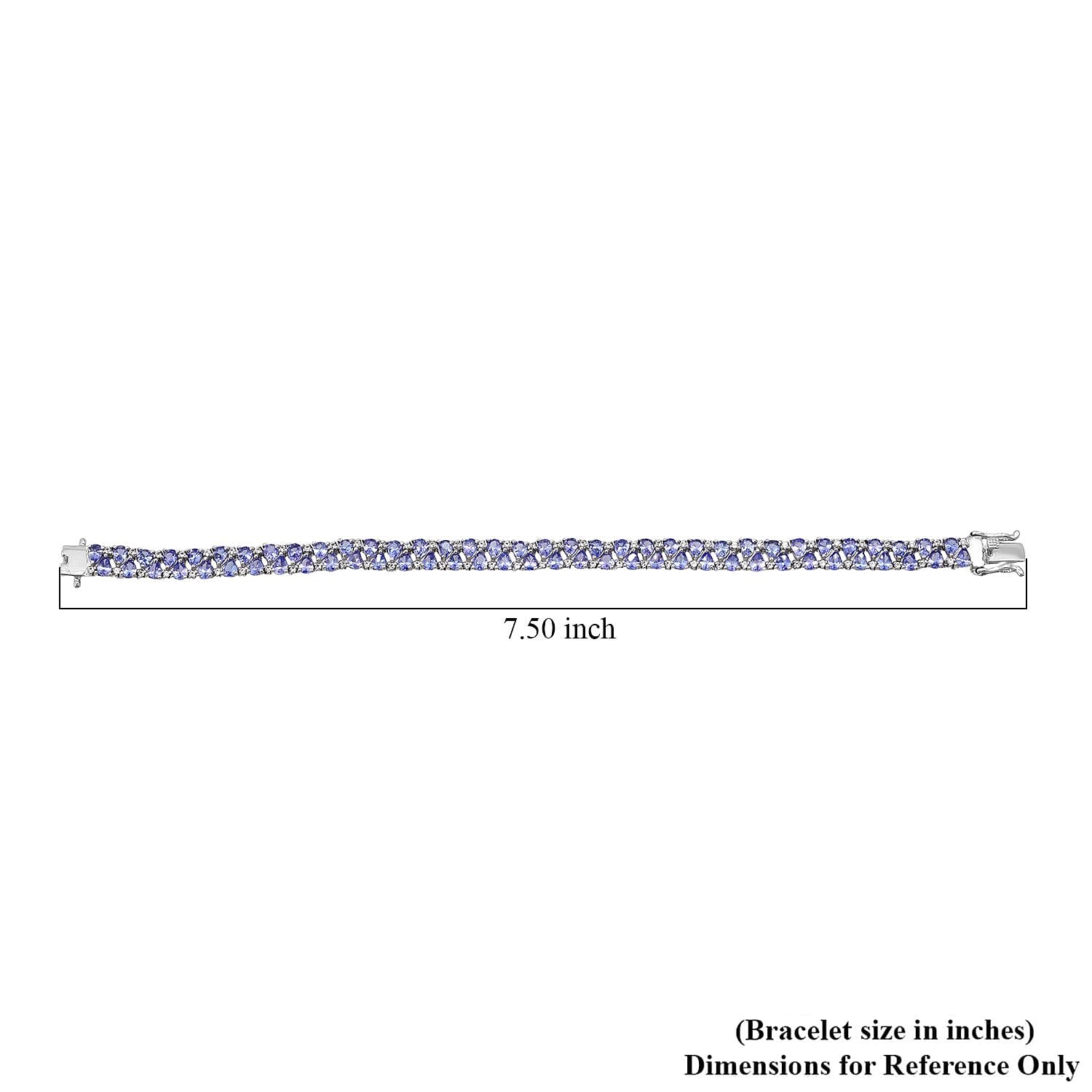 D'Joy Tanzanite and White Zircon 11.60 ctw Royal Cascade Bracelet in Rhodium Over Sterling Silver (7.25 In)