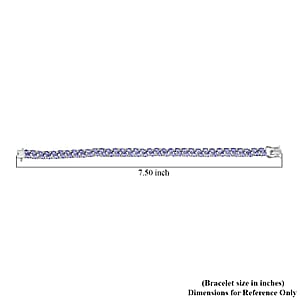 D'Joy Tanzanite and White Zircon 11.60 ctw Royal Cascade Bracelet in Rhodium Over Sterling Silver (7.25 In)