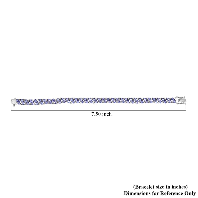 D'Joy Tanzanite and White Zircon 11.60 ctw Royal Cascade Bracelet in Rhodium Over Sterling Silver (7.25 In)