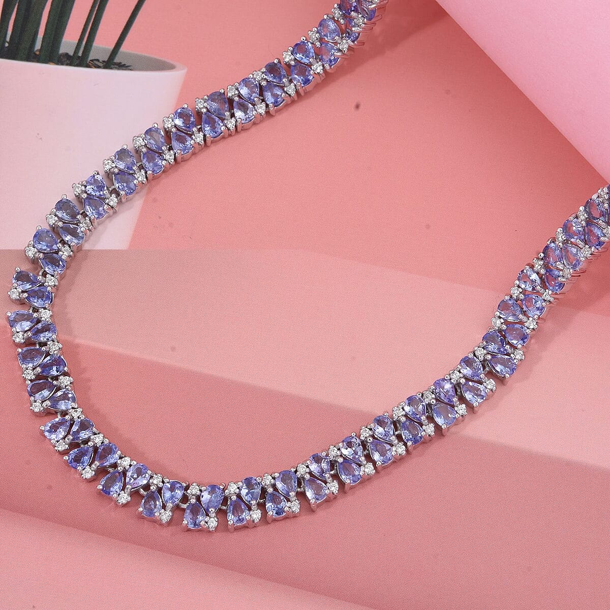 Doorbuster D'Joy Tanzanite and White Zircon 28.30 ctw Necklace in Rhodium Over Sterling Silver 18 Inches image number 1