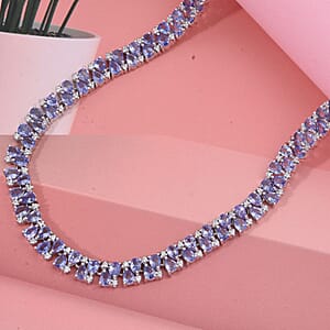 Doorbuster D'Joy Tanzanite and White Zircon 28.30 ctw Necklace in Rhodium Over Sterling Silver 18 Inches