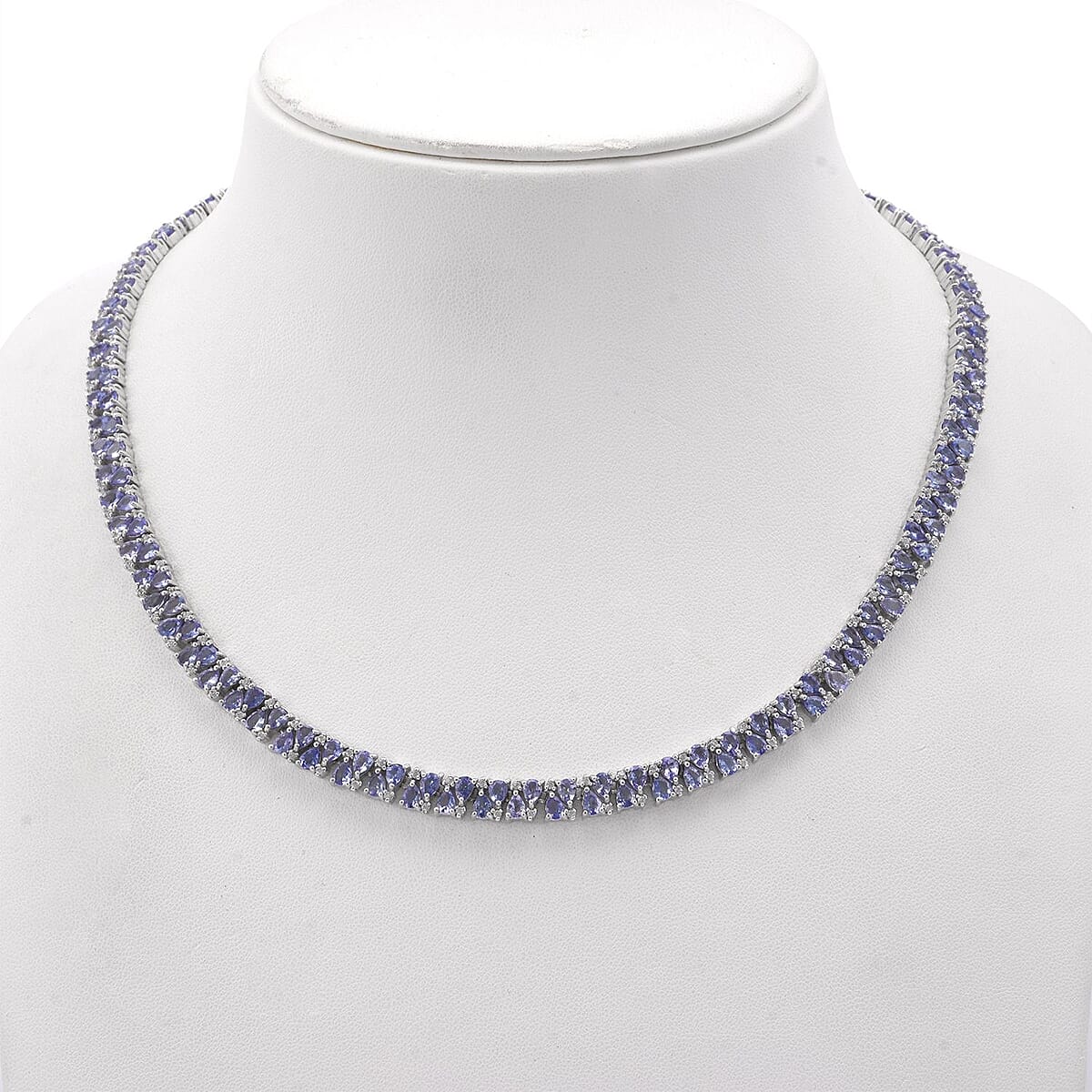 Doorbuster D'Joy Tanzanite and White Zircon 28.30 ctw Necklace in Rhodium Over Sterling Silver 18 Inches image number 2