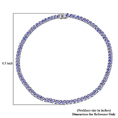 D'Joy Tanzanite and White Zircon 26.35 ctw Royal Cascade Necklace in Rhodium Over Sterling Silver 18 Inches