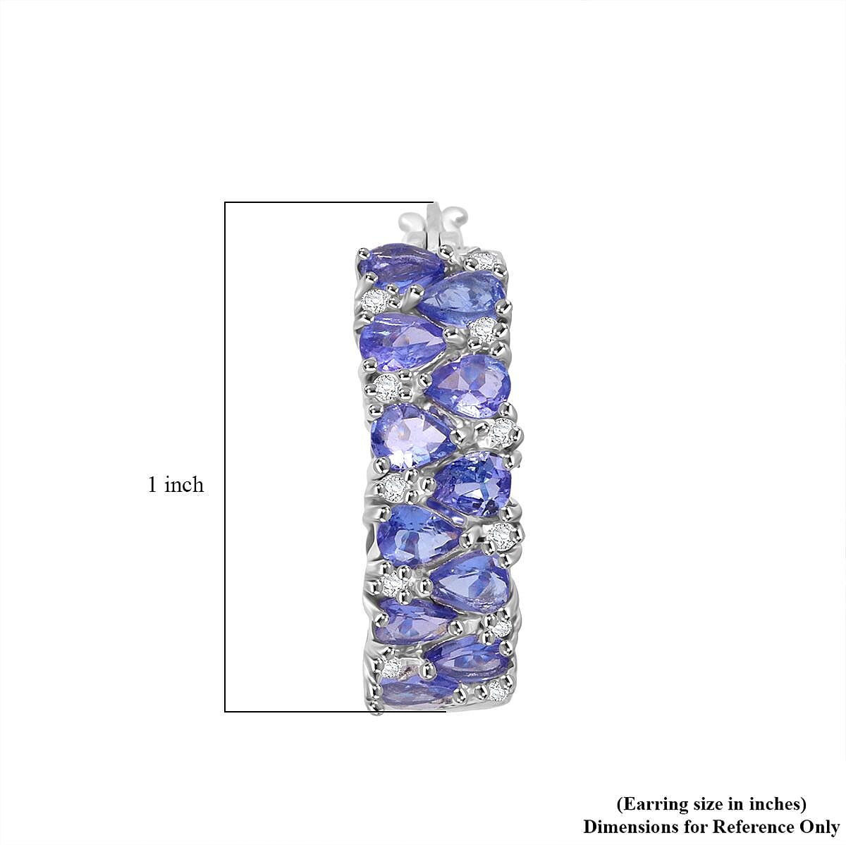 Doorbuster D'Joy Tanzanite and White Zircon 7.00 ctw Inside Out Hoop Earrings in Rhodium Over Sterling Silver image number 4
