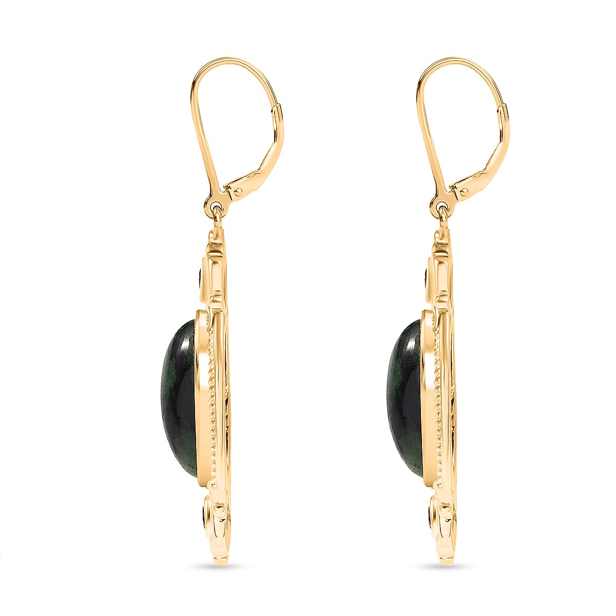 EverTrue Ruby Zoisite and Mozambique Garnet 13.20 ctw Earrings in 18K YG Plated 