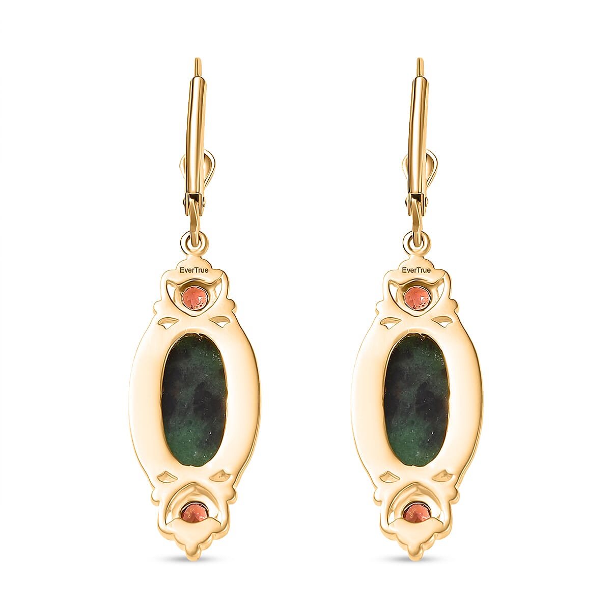 EverTrue Ruby Zoisite and Mozambique Garnet 13.20 ctw Earrings in 18K YG Plated 