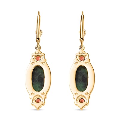 EverTrue Ruby Zoisite and Mozambique Garnet 13.20 ctw Earrings in 18K YG Plated 