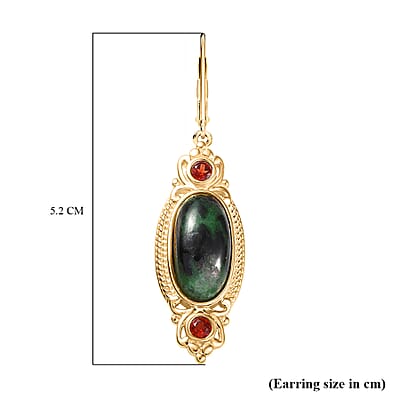 EverTrue Ruby Zoisite and Mozambique Garnet 13.20 ctw Earrings in 18K YG Plated 
