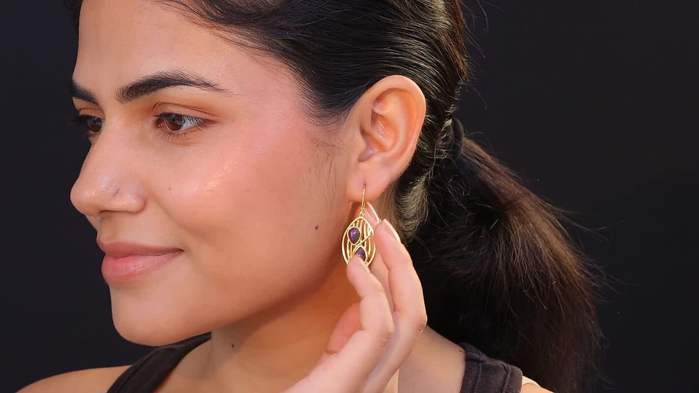 EverTrue Ruby Zoisite 6.80 ctw Earrings in 18K YG Plated