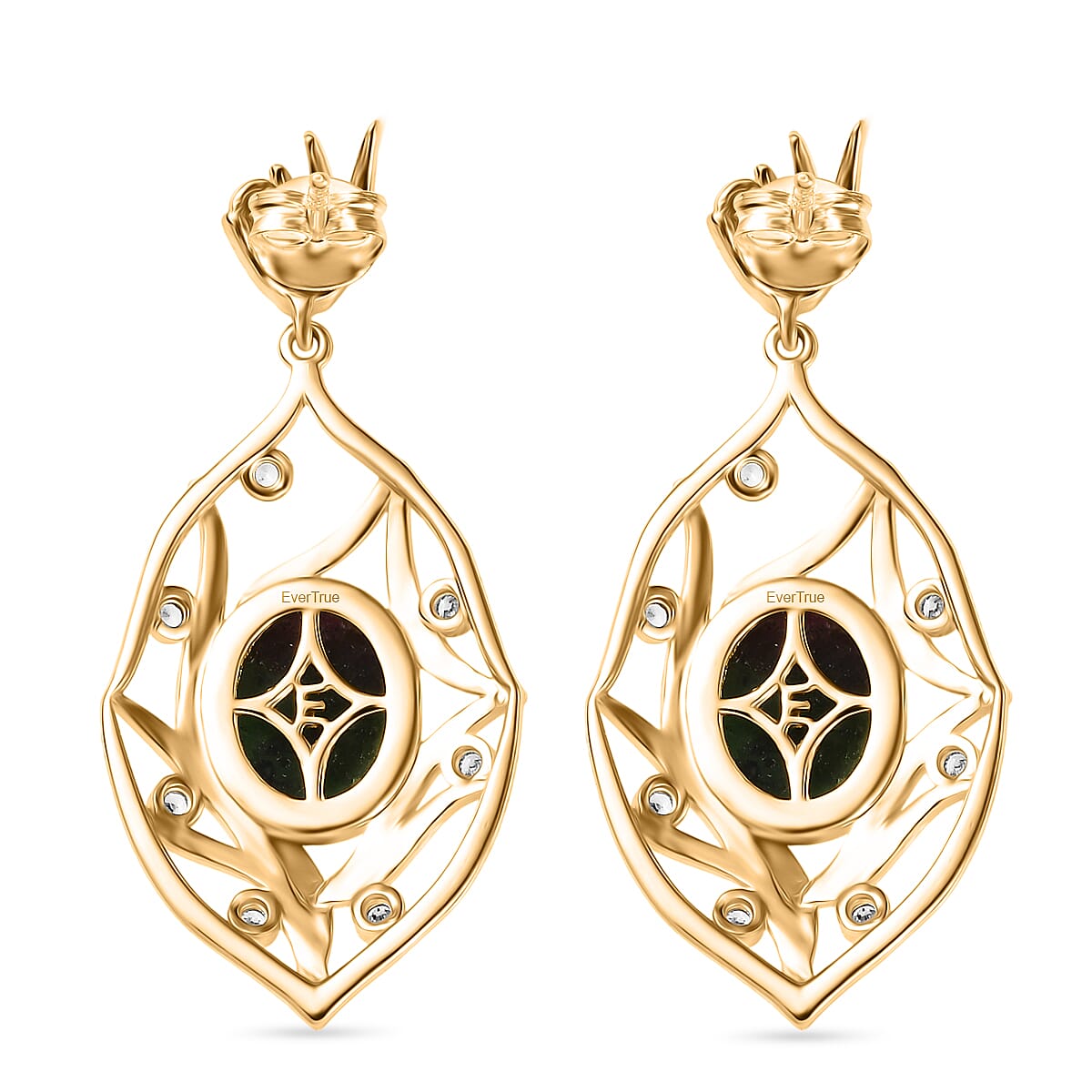 EverTrue Ruby Zoisite and White Zircon 10.65 ctw Earrings in 18K YG Plated