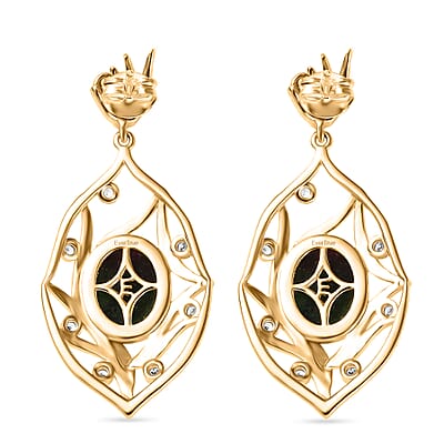 EverTrue Ruby Zoisite and White Zircon 10.65 ctw Earrings in 18K YG Plated