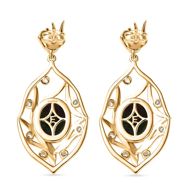 EverTrue Ruby Zoisite and White Zircon 10.65 ctw Earrings in 18K YG Plated
