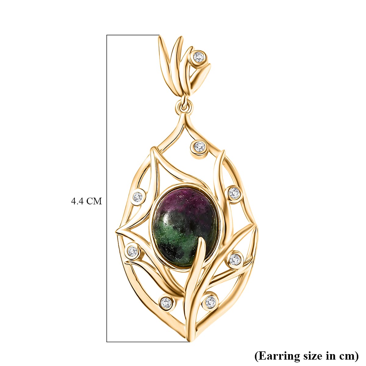 EverTrue Ruby Zoisite and White Zircon 10.65 ctw Earrings in 18K YG Plated