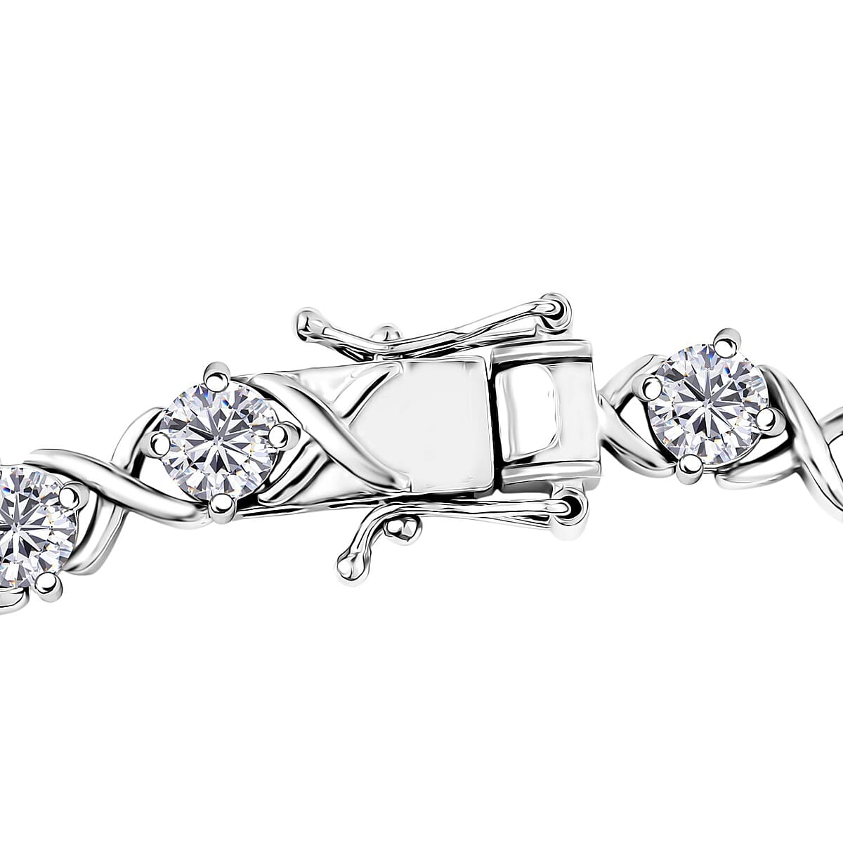 D'Joy Moissanite 9.00 ctw XOXO Bracelet in Rhodium Over Sterling Silver (7.25 In) image number 3