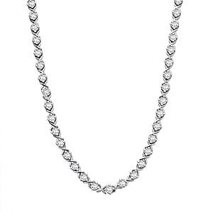 D'Joy Moissanite 15.10 ctw XOXO Necklace in Rhodium Over Sterling Silver 18 Inches
