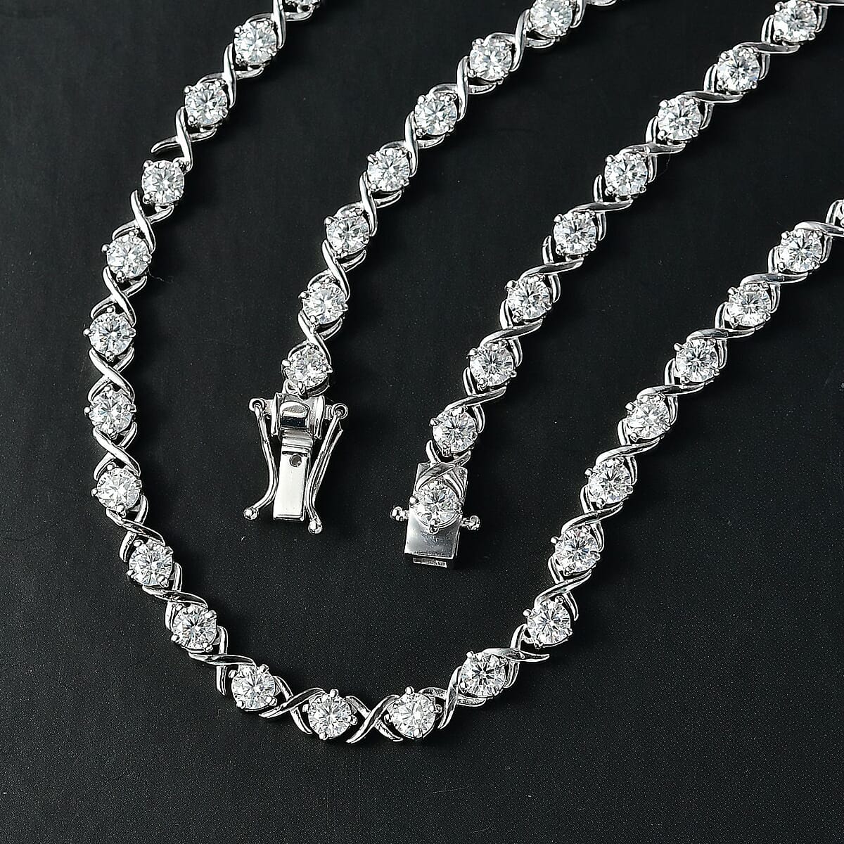 D'Joy Moissanite 15.10 ctw XOXO Necklace in Rhodium Over Sterling Silver 18 Inches image number 1