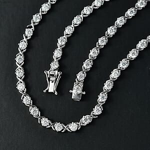 D'Joy Moissanite 15.10 ctw XOXO Necklace in Rhodium Over Sterling Silver 18 Inches