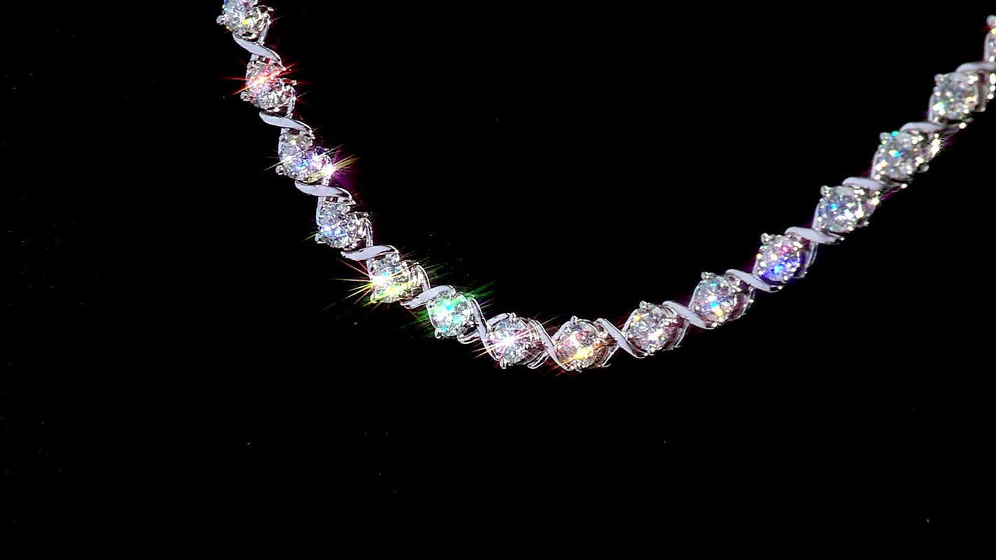 D'Joy Moissanite 15.10 ctw XOXO Necklace in Rhodium Over Sterling Silver 18 Inches