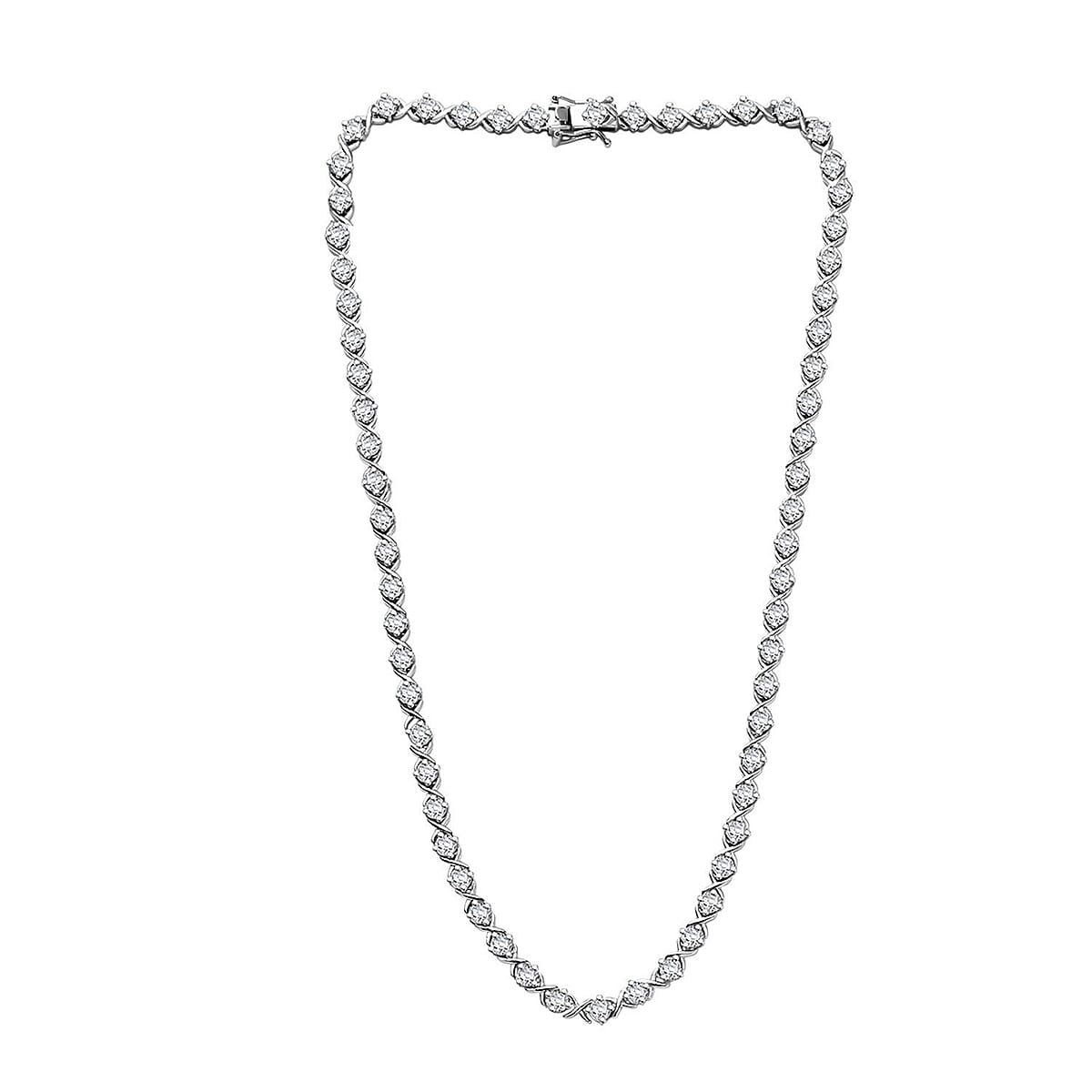 D'Joy Moissanite 15.10 ctw XOXO Necklace in Rhodium Over Sterling Silver 18 Inches image number 3