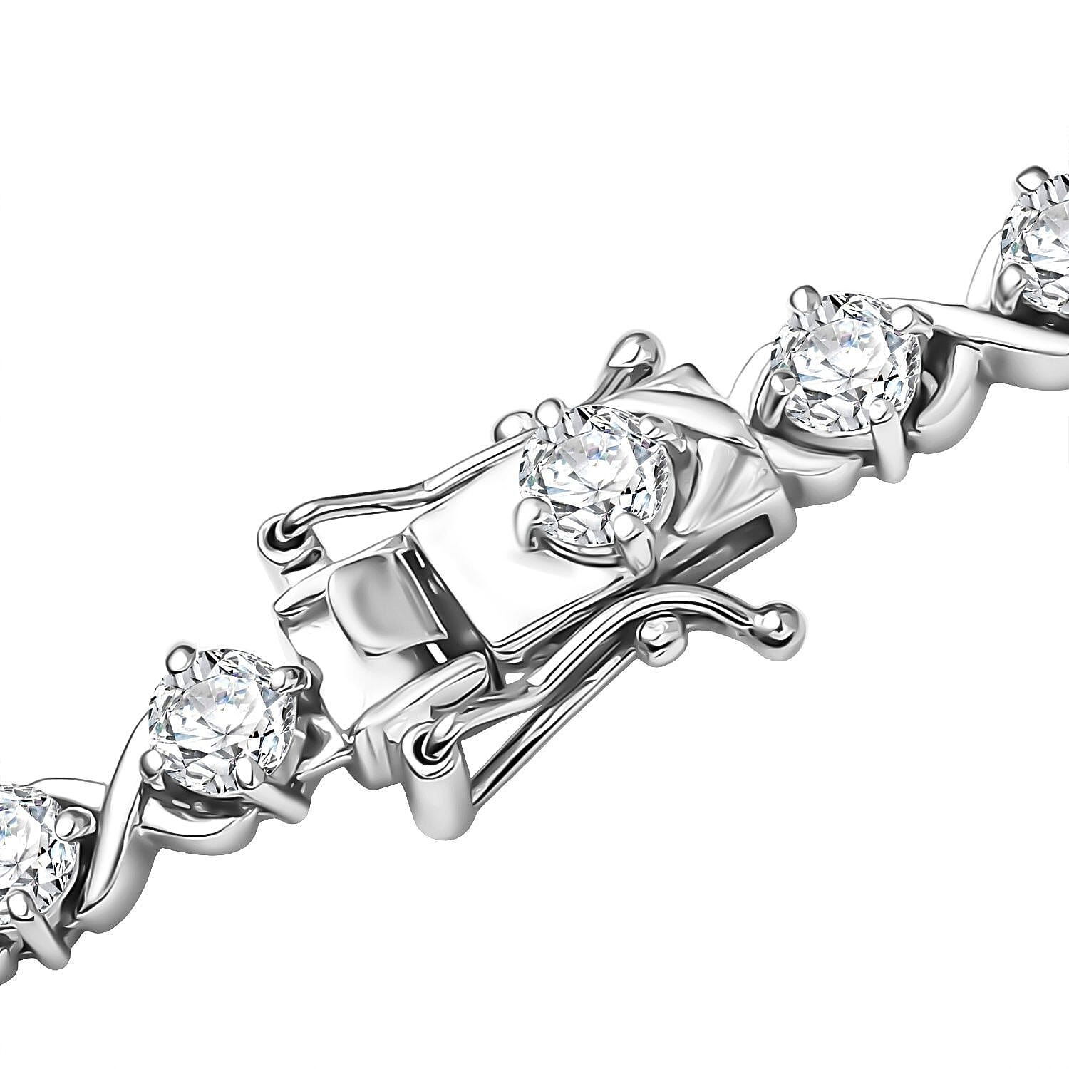 D'Joy Moissanite 15.10 ctw XOXO Necklace in Rhodium Over Sterling Silver 18 Inches