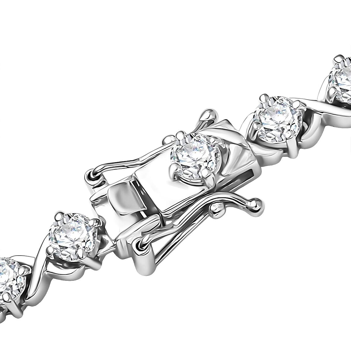 D'Joy Moissanite 15.10 ctw XOXO Necklace in Rhodium Over Sterling Silver 18 Inches image number 4