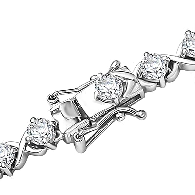 D'Joy Moissanite 15.10 ctw XOXO Necklace in Rhodium Over Sterling Silver 18 Inches