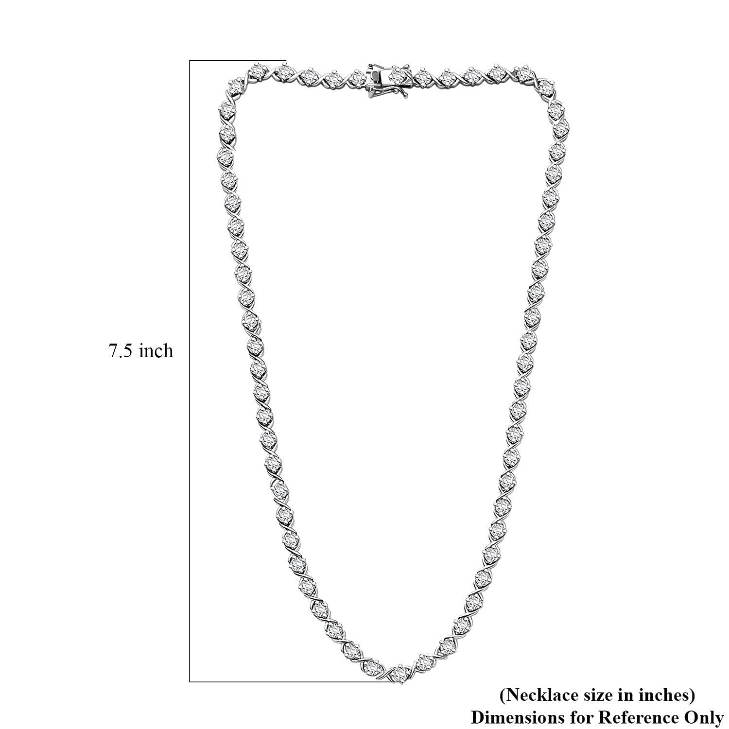 D'Joy Moissanite 15.10 ctw XOXO Necklace in Rhodium Over Sterling Silver 18 Inches