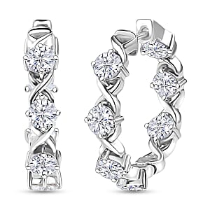 D'Joy Moissanite 6.65 ctw XOXO Hoop Earrings in Rhodium Over Sterling Silver