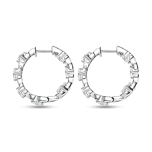 D'Joy Moissanite 6.65 ctw XOXO Hoop Earrings in Rhodium Over Sterling Silver