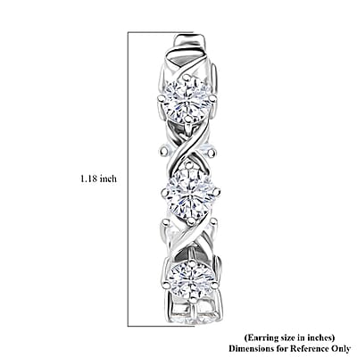 D'Joy Moissanite 6.65 ctw XOXO Hoop Earrings in Rhodium Over Sterling Silver