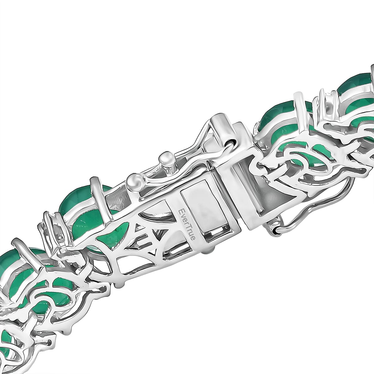 EverTrue Verde Onyx, White Zircon Bracelet in Platinum Bond (8.00 In) 37.60 ctw image number 3